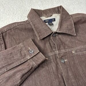 J. Crew Trucker Jacket Women's Size Large Brown Denim Collared